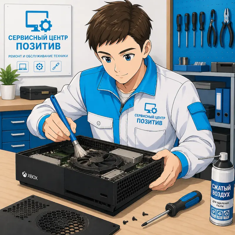 Чистка игровой приставки от пыли и замена термопасты в Северске