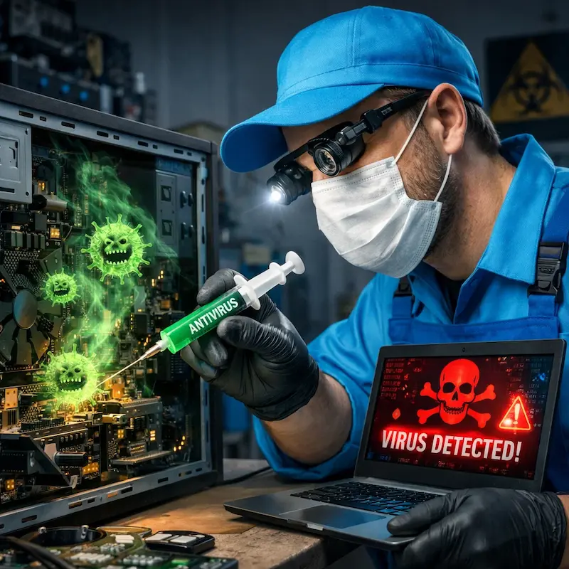 Лечение компьютера от вирусов в Северске на дому